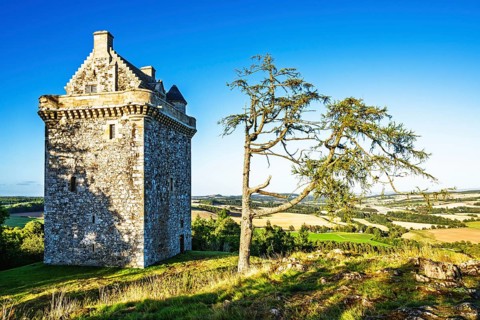 Fatlips Castle, Minto Crags, River Teviot, Roxburghshire, Scottish Borders, UK