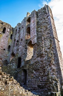 Ruins of Norham Castle and River Tweed, Norham, Northumberland, England, United Kingdom