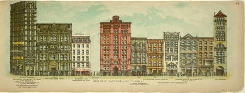 Broadway, East Side, John to Ann Street, New York, Manhattan, America, USA, historical, authentic,