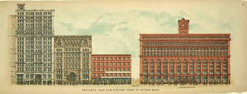 Broadway, East Side, Bowling green to Hudson Building, New York, Manhattan, America, USA, historic,
