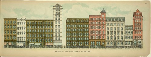 Broadway, East Side, Liberty to John Street, New York, Manhattan, America, USA, historical,