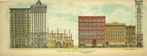 Broadway, West Side, Murray to Chambers Street, New York, Manhattan, America, USA, historical,