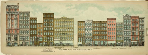 Broadway, West Side, Liberty to Dey Street, New York, Manhattan, America, USA, historic, authentic,