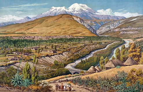 The highlands of Ecuador, cultural and volcanic landscape of Tierra Fria, cold country, in the