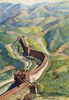 The Great Wall in China, 1930, China, school picture, authentic reproduction of a school mural,