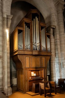 Organ of St Vincent's Abbey Church of Chantelle. Allier department. Auvergne Rhone Alpes. France