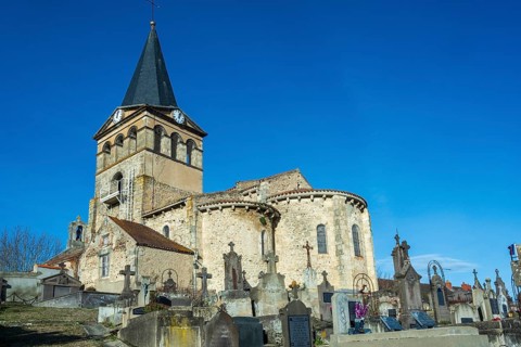 St Mazeran's Church of Bout-Vernet. Allier department. Auvergne Rhone Alpes. France. Europe