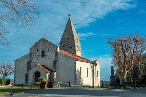 Painted church St Aignan's, Church of Begues. Allier department. Auvergne Rhone Alpes. France.
