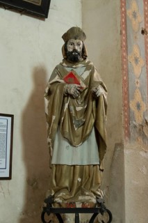 Saint Saturnin statue. Mazerier painted church. St Saturninus Church. Allier department, Auvergne