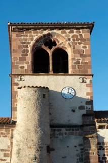 Azerat village. Roman church Saint-Jean-Baptiste . Haute Loire. Auvergne Rhone Alpes. France
