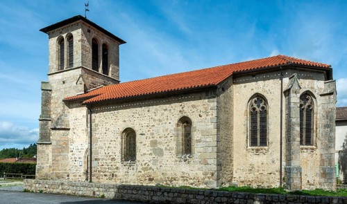 Church Saint André of Jullianges village. Haute Loire. Auvergne Rhone Alpes. France