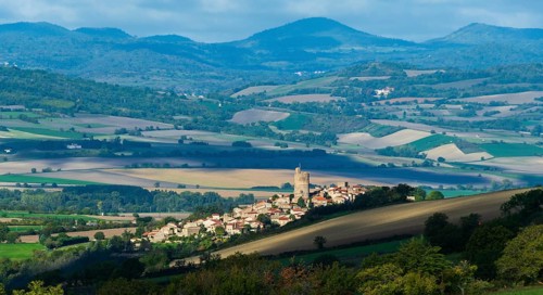 Montpeyroux village and view on Limagne plain., labelled Les Plus Beaux Villages de France, Puy de