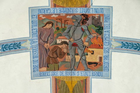 Buron village. Painted vault by Louis Dussour in the Notre-Dame de Buron chapel. Puy de Dome.