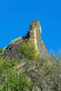 Ruins of medieval castle of Buron. Puy de Dome. Auvergne Rhone Alpes. France