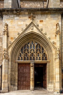 Porch of Cathedral Notre-Dame-et-Saint-Privat of Mende, Lozere department, Occitanie, France