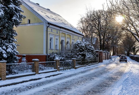 Old villas and houses in the charming village center of Lübars, Reinickendorf, Berlin, Germany