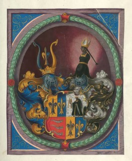 Members of the famous Fugger family in Augsburg, coat of arms of the Fugger family. The Fuggers
