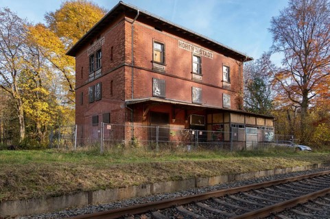 Closed train station in Hohenstadt, Middle Franconia, Bavaria, Germany