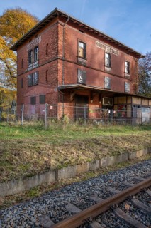 Closed train station in Hohenstadt, Middle Franconia, Bavaria, Germany