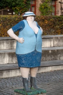 Fountain figure by Chemnitz artist Karl-Heinz Richter 2007, Billinganlage, Fürth, Middle Franconia,