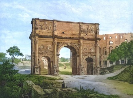 Triumphal Arch of Constantine in Rome, around 1883, Italy, authentic reproduction of a school