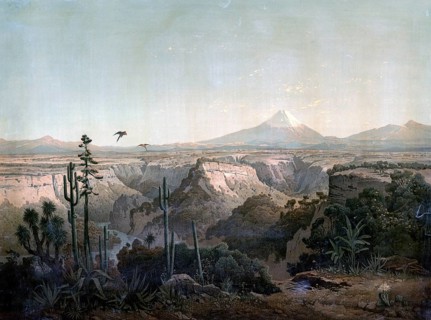 1890, landscape on the Anahuac Plateau with the Citlaltepetl, also Pico de Orizaba, with a height