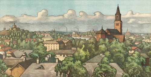 Turku is a city on the southwest coast of Finland, around 1900, authentic reproduction of a school