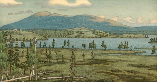 Kuusamo is a town in northeastern Finland, Kuusamo area, 1910, authentic reproduction of a school