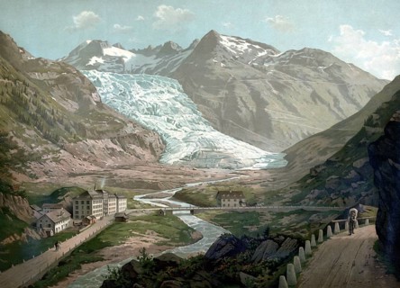 Rhone glacier, valley glacier in the headwaters of the Rhone in the extreme northeast of the canton