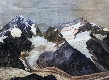 View of Dent Blanche, a largely ice-free mountain peak in the Valais Alps, in the south of the