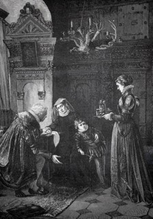 Condolence visit, distinguished man visits the widow in mourning, another woman serves him a drink,