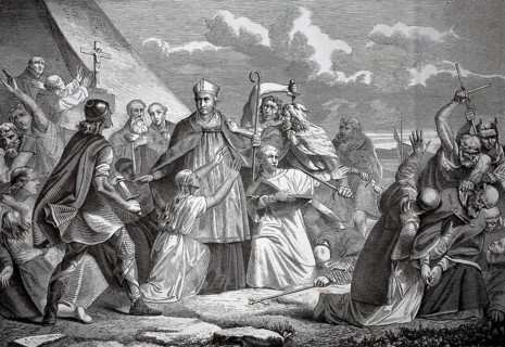 The martyrdom of Saint Boniface, the Apostle of the Germans, on 5 June 754 in Dokkum (Friesland),