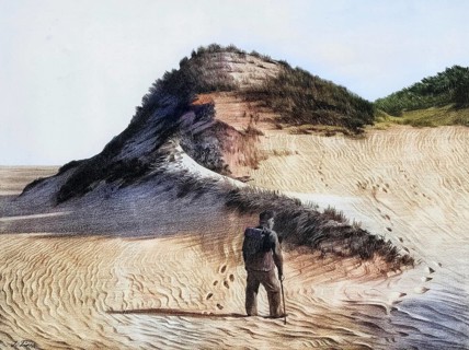 Dune on the west coast of the island of Sylt, North Sea, Germany, authentic reproduction of a