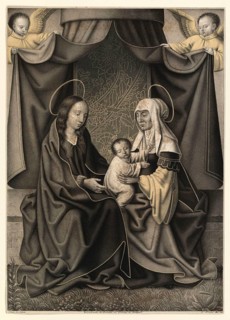 This motif shows Saint Anna, the grandmother Jesus, her daughter Mary and the baby Jesus together