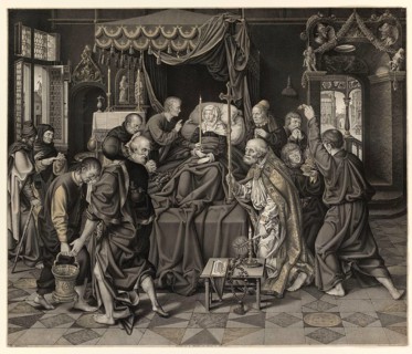 The depiction of Mary on her deathbed, surrounded by apostles, is a widespread motif in Christian