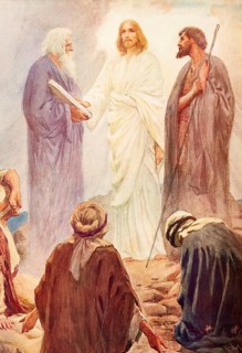 Scene from the biblical story, transfiguration, transfiguration, in the Bible is the event in which