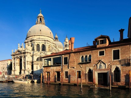 Basilica di S. Maria della Salute and former monastery Abbazia di San Gregorio on the Grand Canal,
