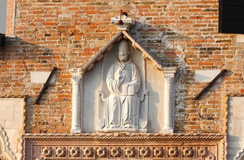 Relief at the former monastery Abbazia di San Gregorio on the Grand Canal, Venice, Veneto, Italy