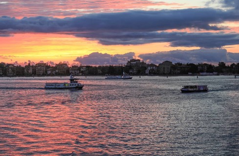 Sunset over Bacino di San Marco, Venice, Veneto, Italy