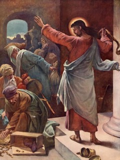 Scene from the biblical story, The Cleansing of the Temple is a biblical story in which Jesus