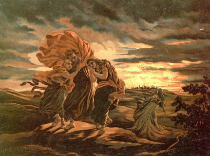 Scene from the biblical story, Sodom and Gomorrah, two biblical cities that were destroyed by God