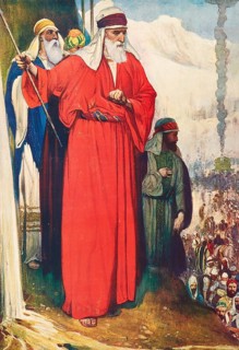 Scene from the biblical story, Hitting the Rocks of Meriba refers to the story in which Moses hits