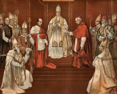 Scene from biblical history, Pope and bishops are central figures of the Catholic Church, authentic
