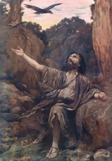 Scene from the biblical story, Elijah and the Raven is found in the Bible in the Old Testament,