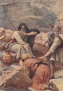 Scene from the biblical story, The story of Elisha and the Shunammite woman, a biblical tale about