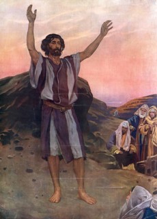 Scene from the biblical story, John the Baptist, a Jewish prophet and preacher of repentance who is