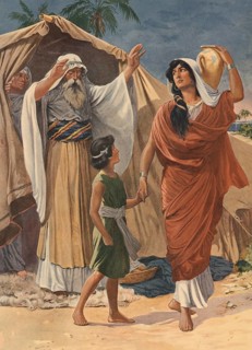 Scene from the biblical story, Hagar and Ishmael are central figures in the Bible, where Hagar, the
