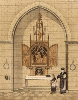 Scene from the biblical story, Gothic altar, a winged altar or altarpiece in Gothic style, often
