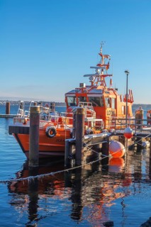 Kiel-Holtenau pilot station in front of the Kiel Canal, pilot boat, channel guidance, shipping,