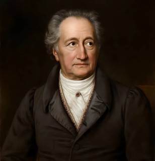 Goethe in his 70s, historical illustration from the history of German literature from 1885,